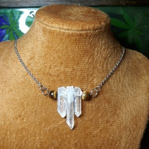Quartz & Tigers eye pendant